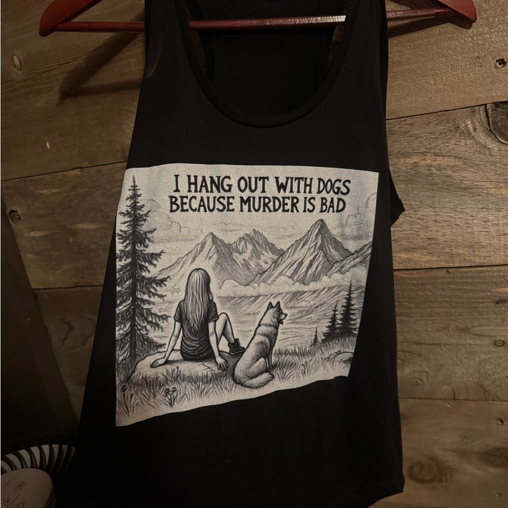 Black Graphic Muscle Tee - Dog Lover Design
